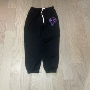 Black Smiling Face Graphic Pants Size Medium